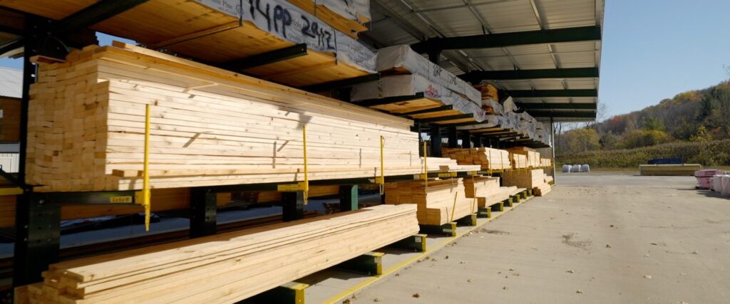 Dimensional lumber stacked at yard